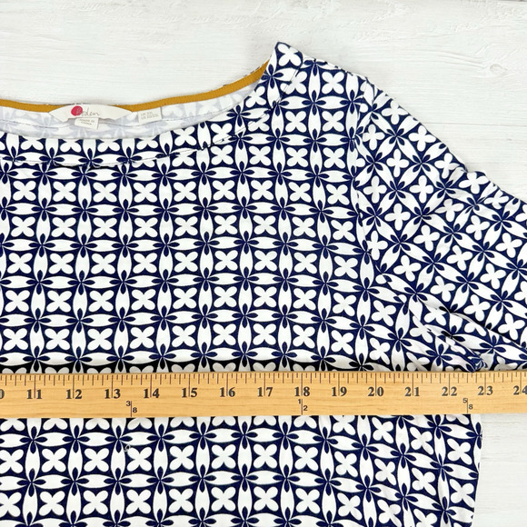 Boden Jersey Tunic Dress Size 20 / 22 Tall Navy Geometric Print Tie Waist V Neck - Picture 12 of 13